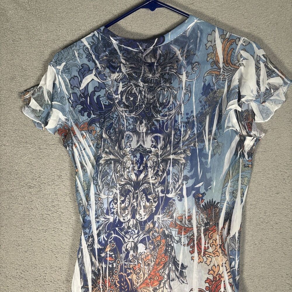 Reba Dress Size L Layered Chiffon Paisley USA Artsy Boho Art To Wear Embellished - Picture 14 of 16